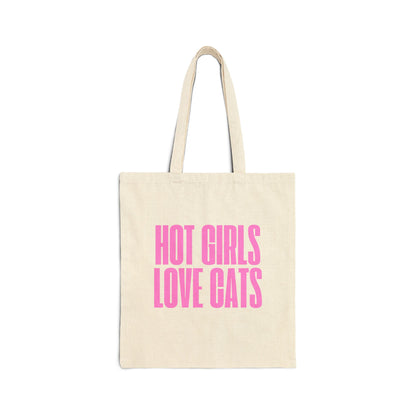 Hot Girls Love Cats Cotton Tote Bag - Stylish and Eco-Friendly Cat Lover's Accessory