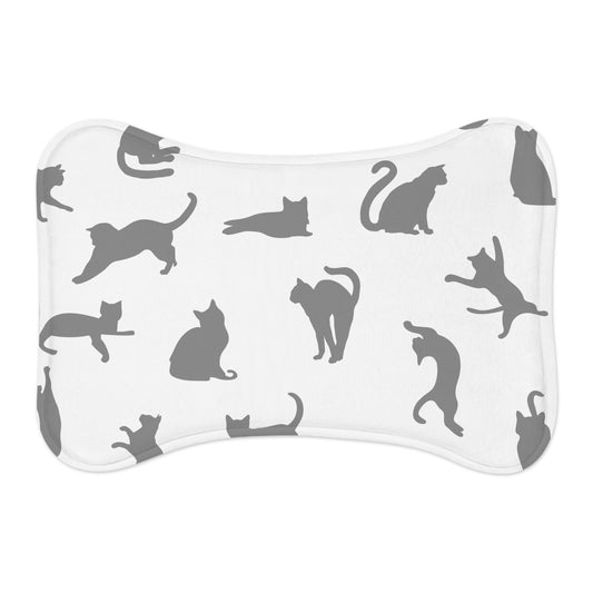 Stylish Cat Feeding Mat - Minimalist Black Silhouette Design