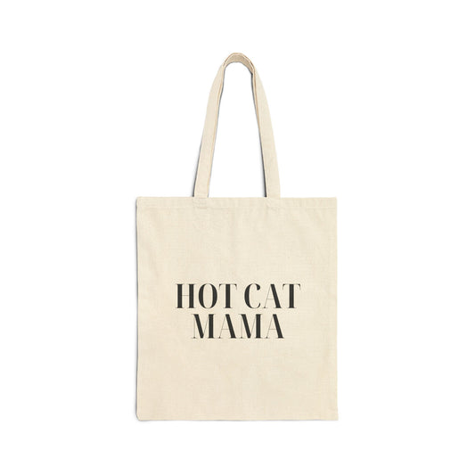 Hot Cat Mama Cotton Canvas Tote Bag – Perfect for Cat Lovers